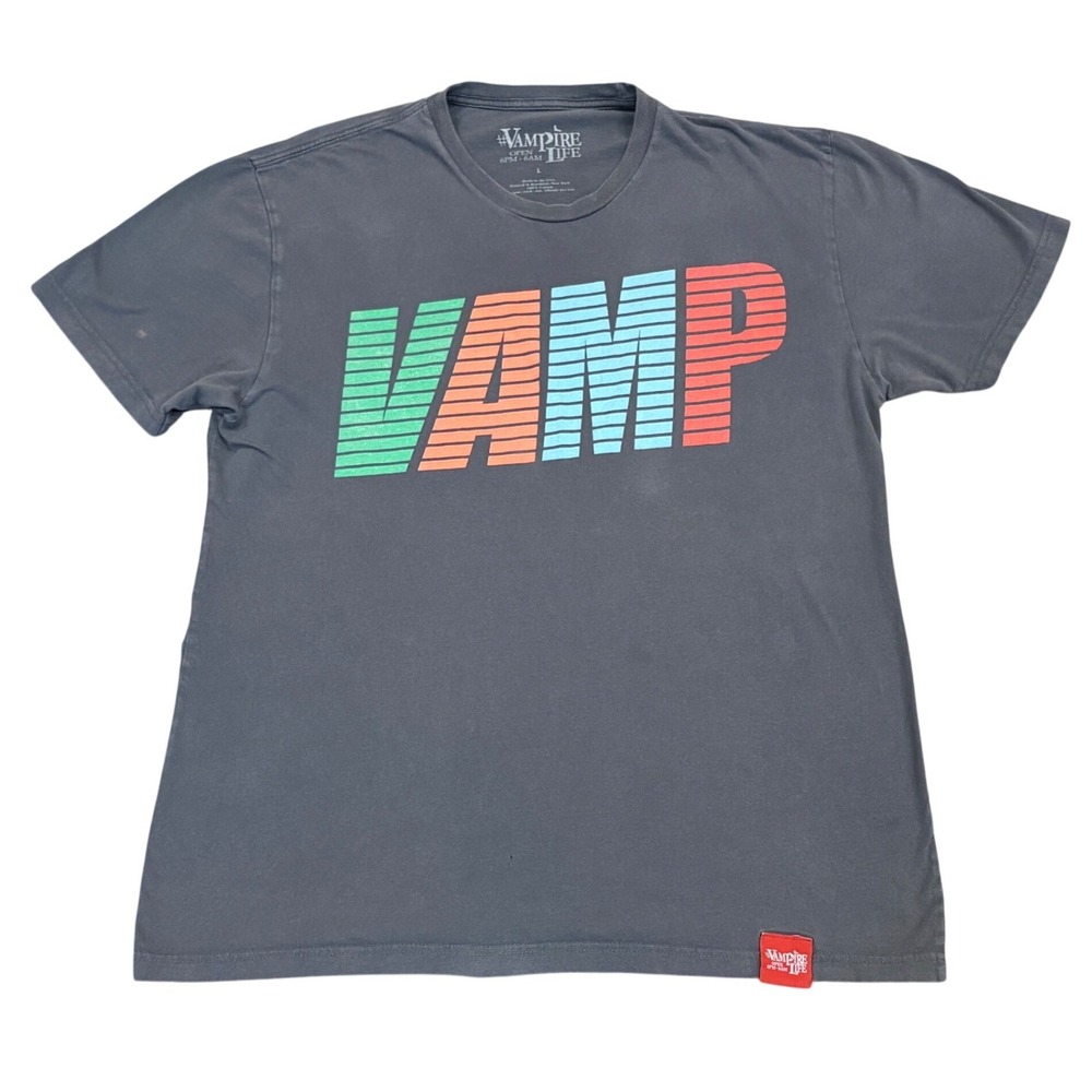 Vampire Life Y2K T-Shirt Mens Large Gray VAMP Graphic Streetwear Tee